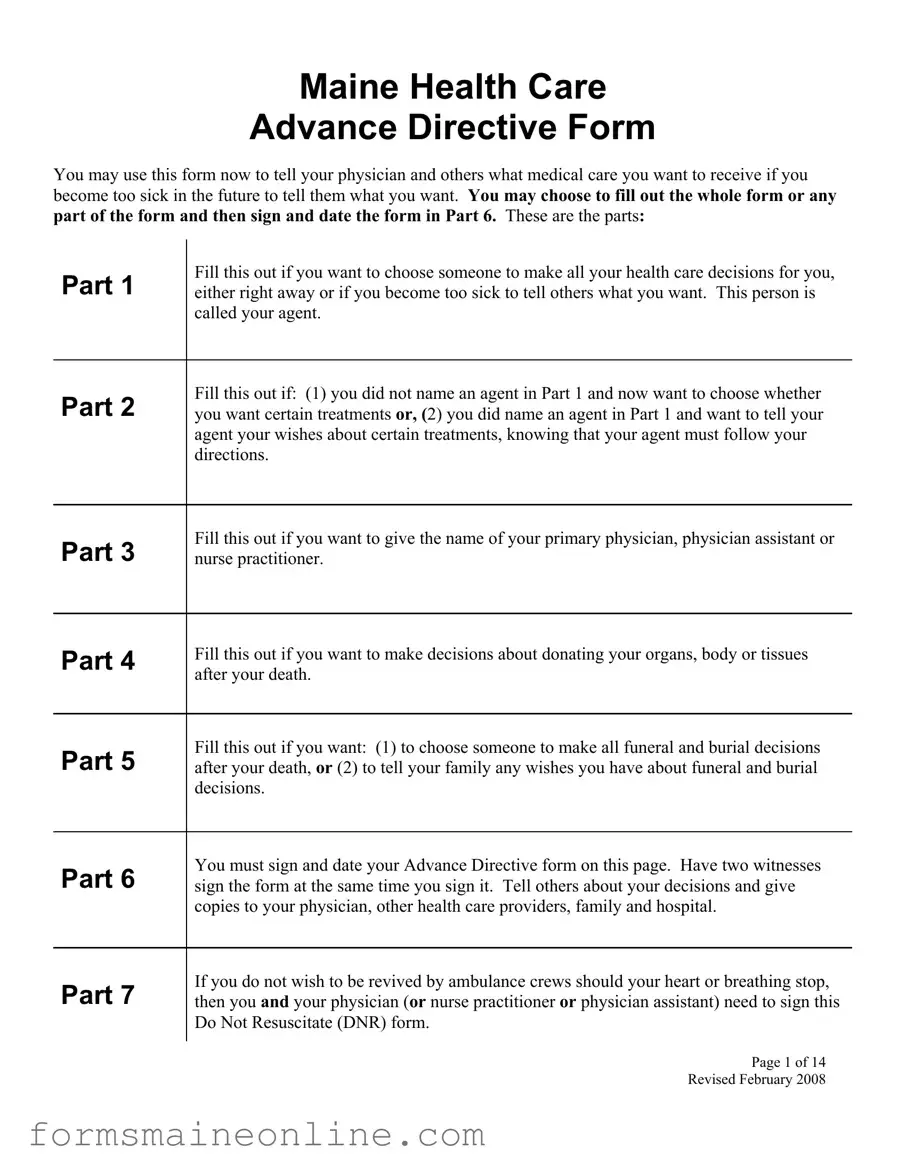 Printable Maine Advance Form