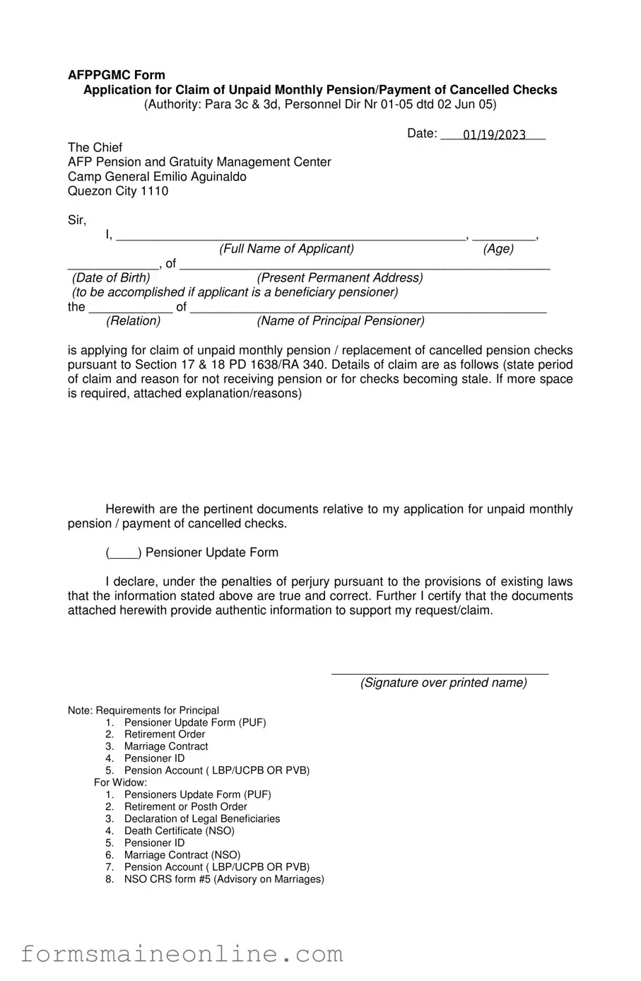 Printable Maine Afppgmc Form