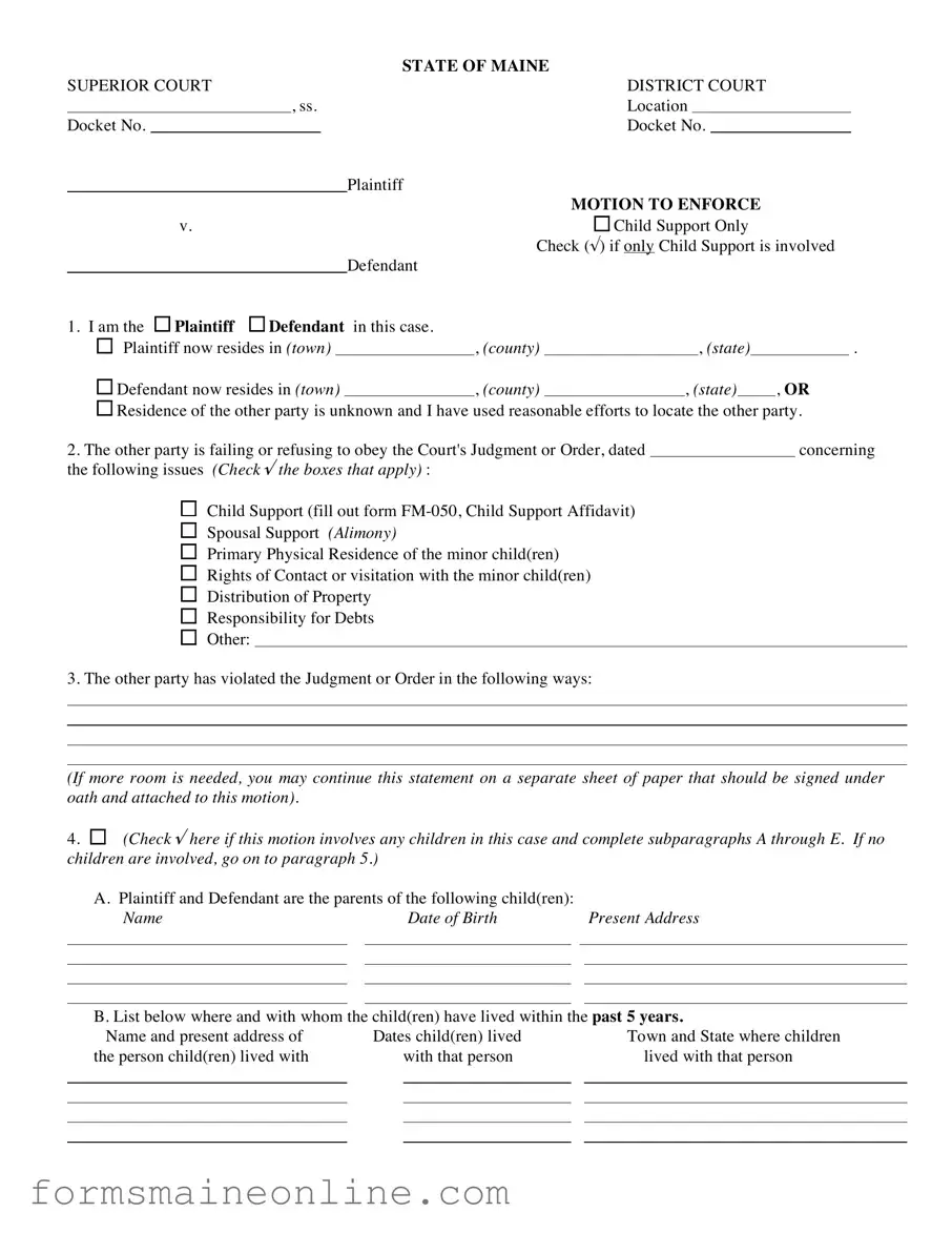 Printable Maine Fm 070 Form