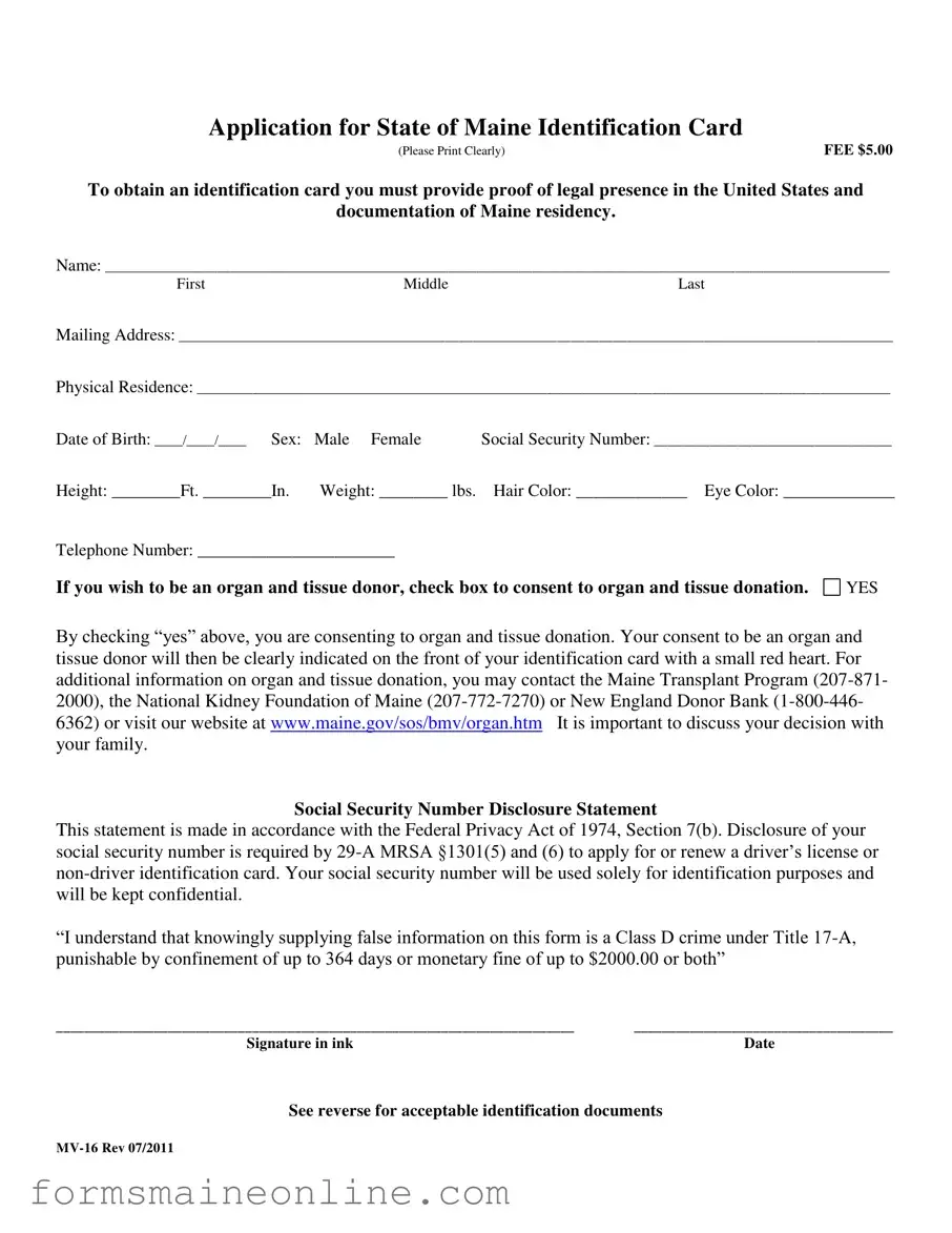 Printable Maine Mv 16 Form