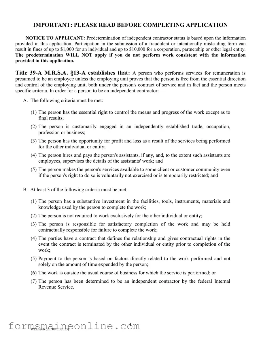Printable Maine Predetermination Form