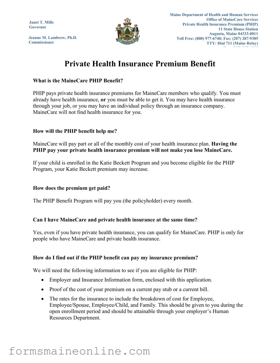 Printable Phip Program Maine Form