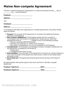 Free  Non-compete Agreement Document for Maine