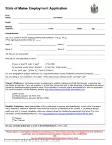 Printable Maine Employment Application Form