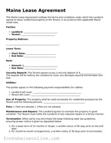 Free  Lease Agreement Document for Maine