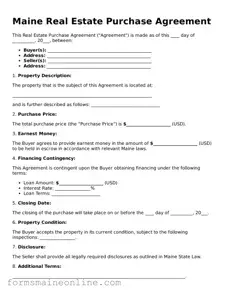 Free  Real Estate Purchase Agreement Document for Maine