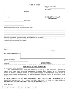 Printable Maine Sc 001 Form