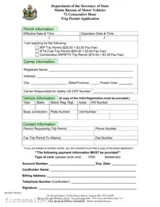 Printable Maine Trip Permit Application Form